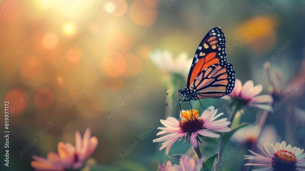 A beautiful butterfly gracefully landing on a blooming flower A beautiful butterfly gracefully landing on a blooming flower