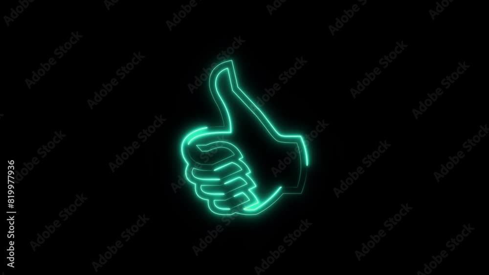 Animated neon thumb up sign icon animation Animated neon thumb up sign icon animation