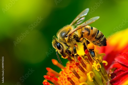 A bee is on a flower generated by AI