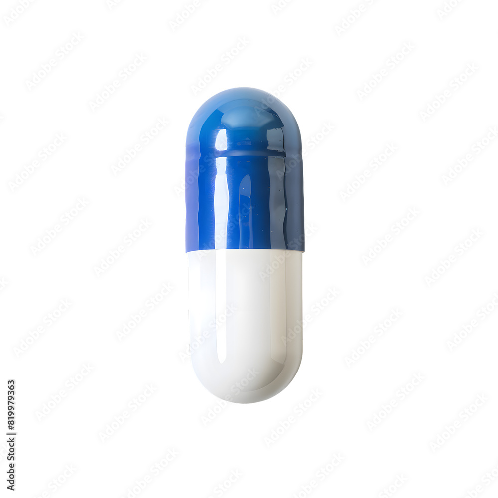 Blue and white pill isolated on transparent background Blue and white pill isolated on transparent background