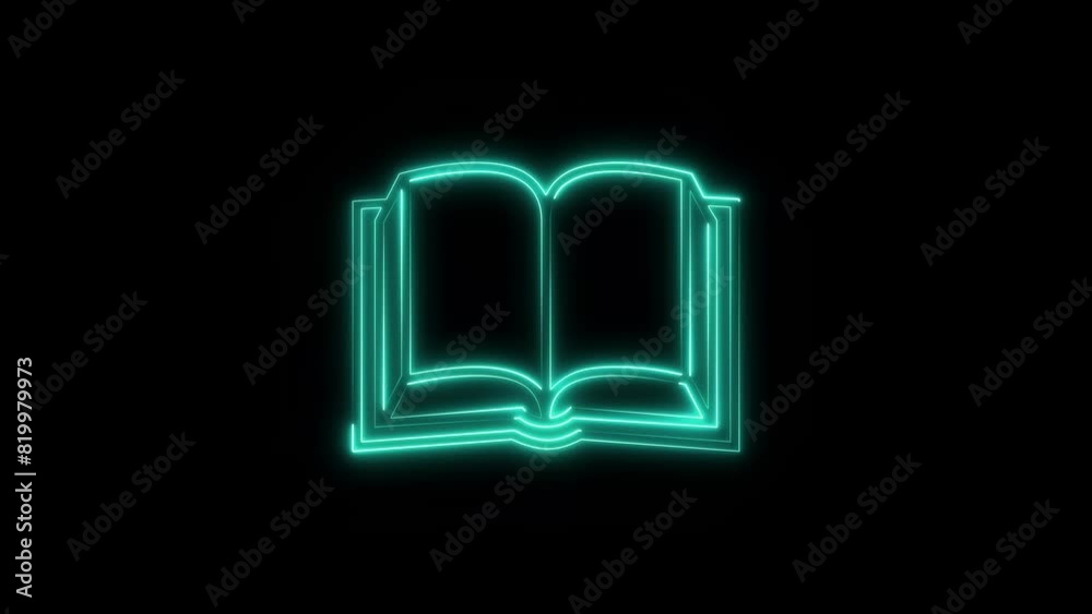 Abstract neon textbook icon animation. concept of dictionary symbol Abstract neon textbook icon animation. concept of dictionary symbol