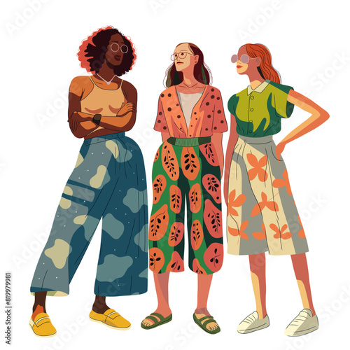 modern illustration vector, character image for social examples. beautiful woman in trendy clothes