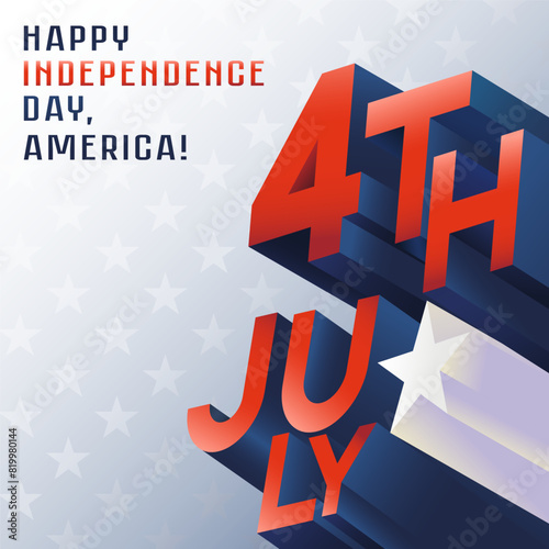 4th of July, Happy Independence day America USA patriotic banner, greeting poster, card, background, web, cover, label, flyer, layout. America Victory Day print holiday information, party, celebration
