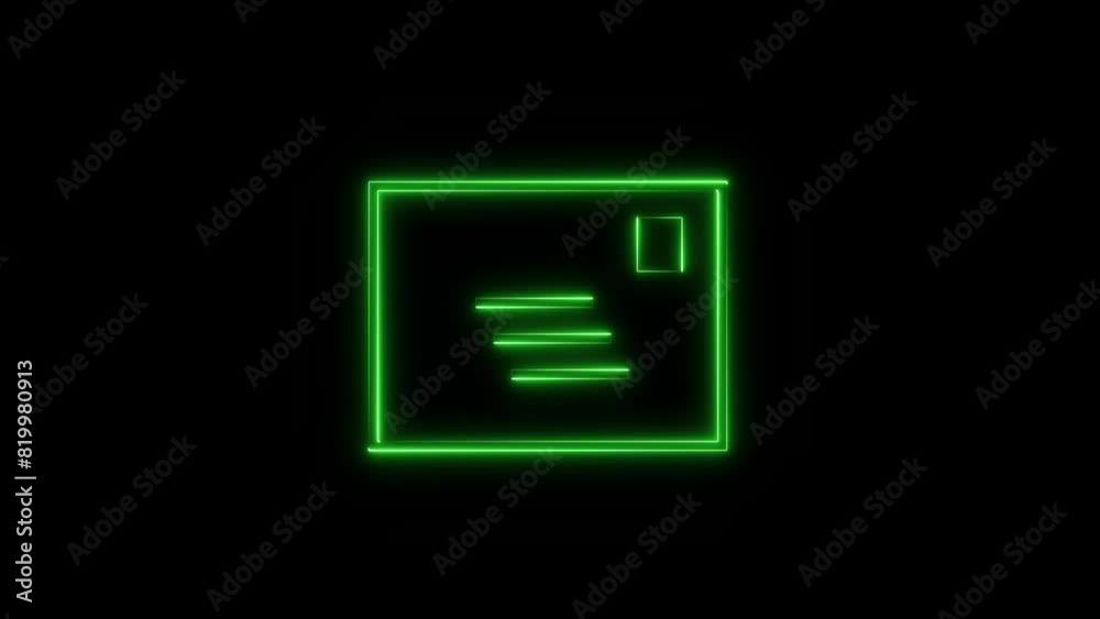 Abstract green glowing neon LEO generic out line icon animation. folder documents icon concept Abstract green glowing neon LEO generic out line icon animation. folder documents icon concept
