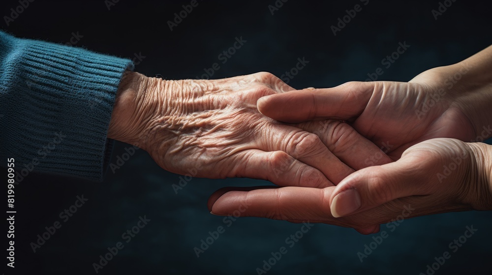 Fototapeta premium Helping hands, care for the elderly concept.