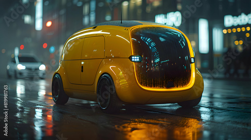 Futuristic Driverless Autonomous City Taxi - Innovative Smart Mobility Concept photo