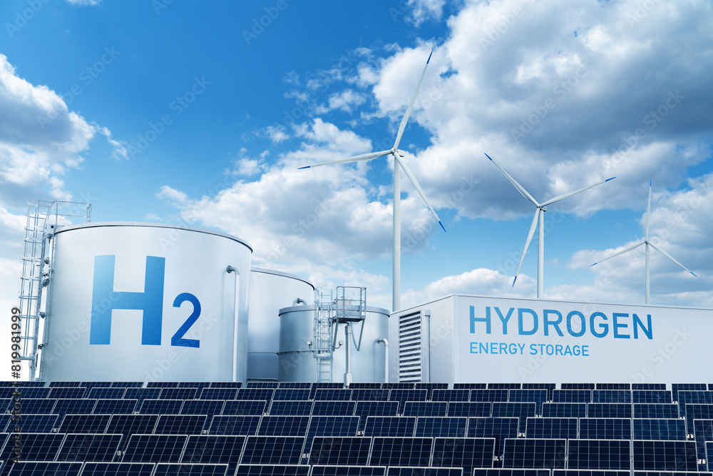 Green hydrogen factory concept. Hydrogen production from renewable ...