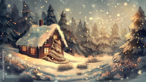 A sketch illustration of a winter scene