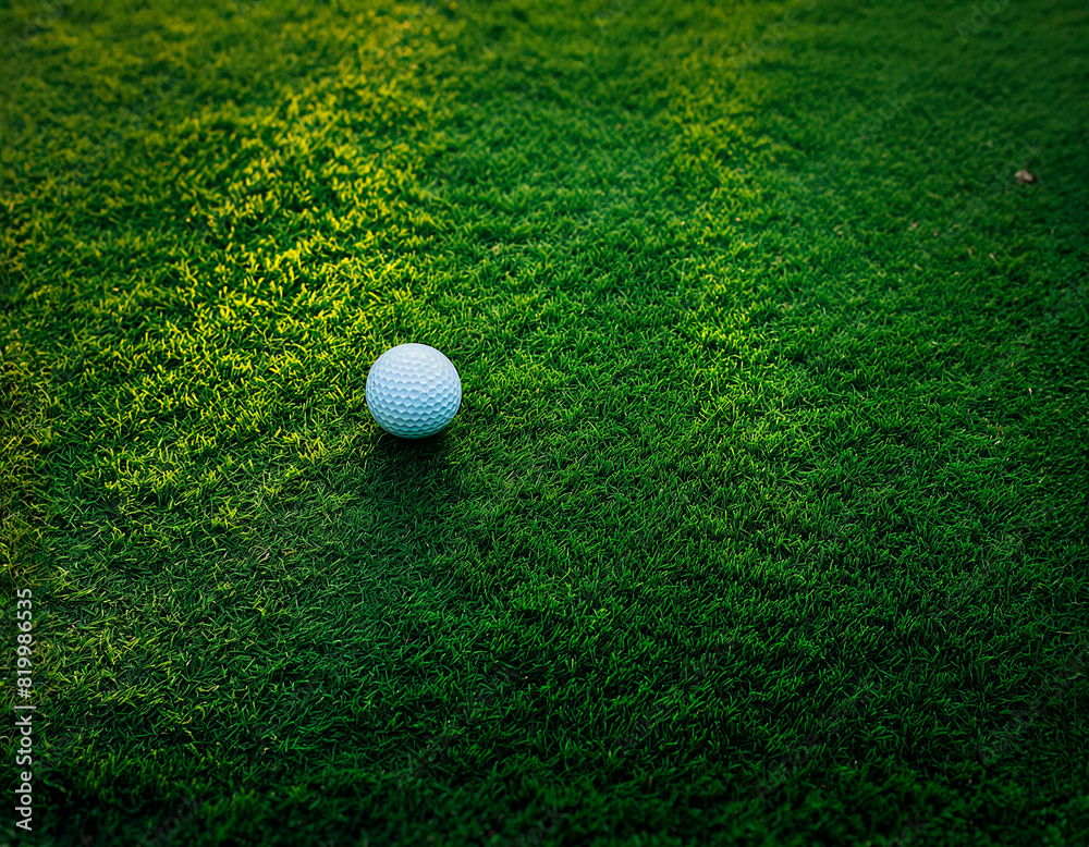 Golfball on the golf course top view Golfball on the golf course top view
