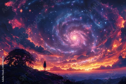 Mesmerizing Cosmic Vortex Swirling in a Vibrant Ethereal Landscape