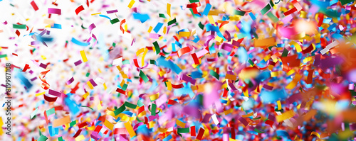 Colorful confetti rain, HD spectacle of celebration.