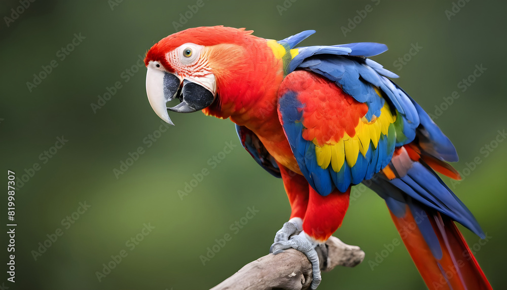 
Close-up of Scarlet Macaw Bird on branch,Bird Photography
