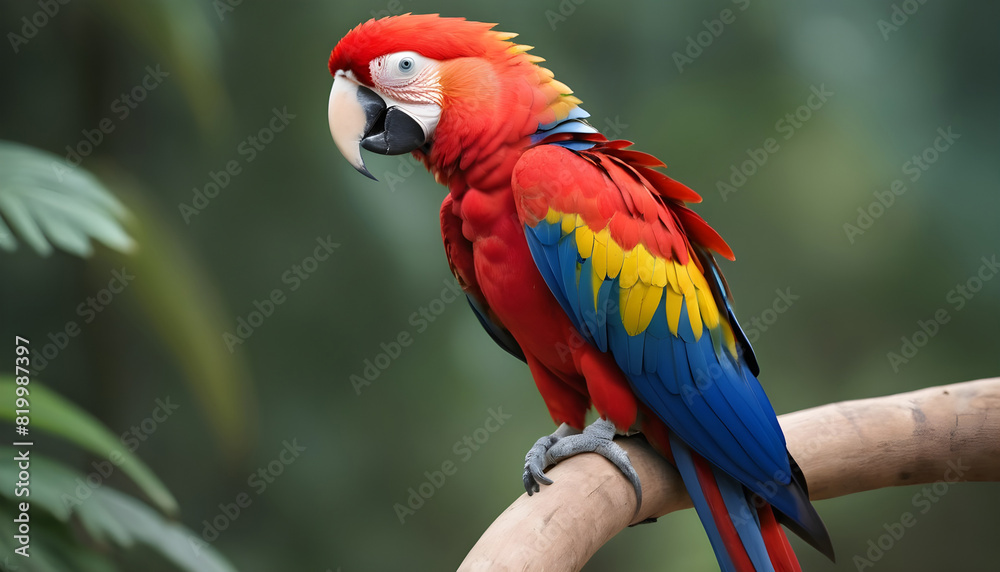 
Close-up of Scarlet Macaw Bird on branch,Bird Photography
