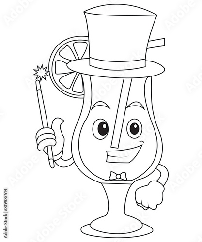 cocktail coloring page for adults and children.IIIustration isolated on white background