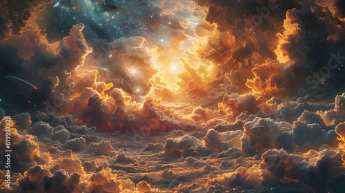 Dramatic Celestial Eruption A Fiery Display of Atmospheric Turbulence and Cosmic Energy