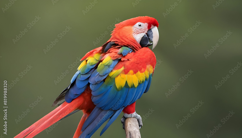 Obraz premium Close-up of Scarlet Macaw Bird on branch,Bird Photography