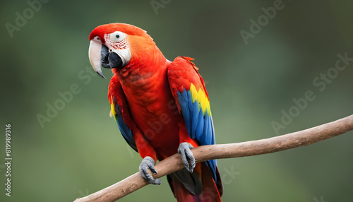 Close-up of Scarlet Macaw Bird on branch Bird Photography