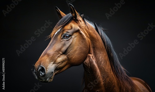 Close Up of Horse on Black Background