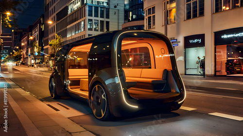 Futuristic Driverless Autonomous City Taxi - Innovative Smart Mobility Concept photo