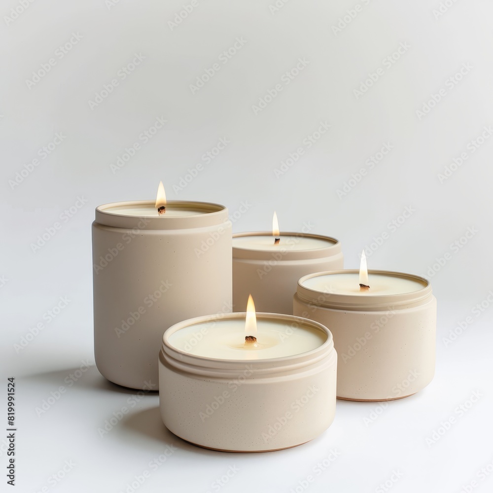 Candle mockup with copyspace in soft beige background for spa and relax themes. Ideal for advertising, product display, and design inspiration. Candle mockup with copyspace in soft beige background for spa and relax themes. Ideal for advertising, product display, and design inspiration.