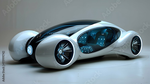 Futuristic Driverless Autonomous Car - Innovative Smart Mobility Concept photo