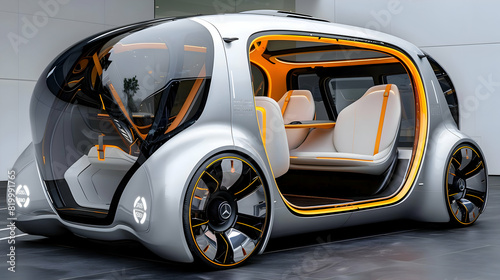 Futuristic Driverless Autonomous City Taxi - Innovative Smart Mobility Concept photo