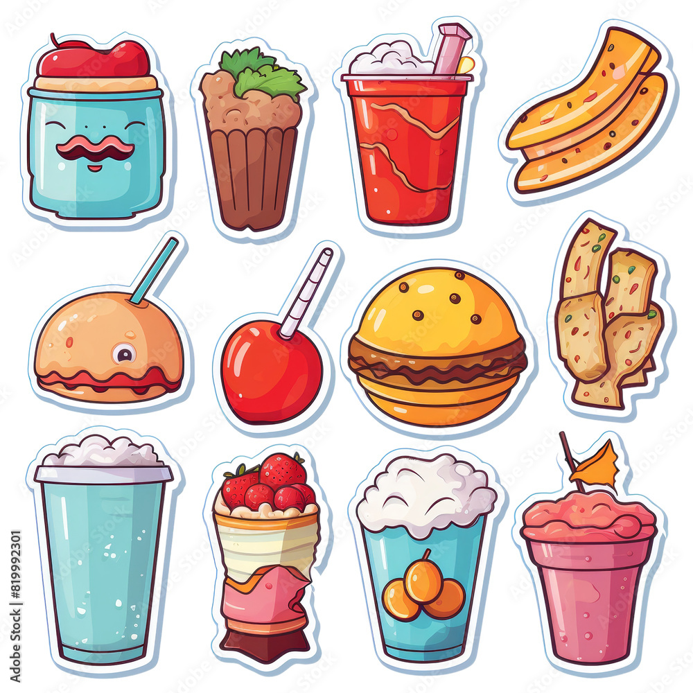a sticker of Cute food and drinks a sticker of Cute food and drinks