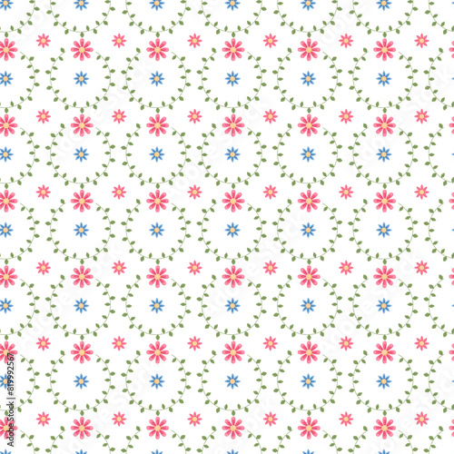 Flat design small flowers pattern design