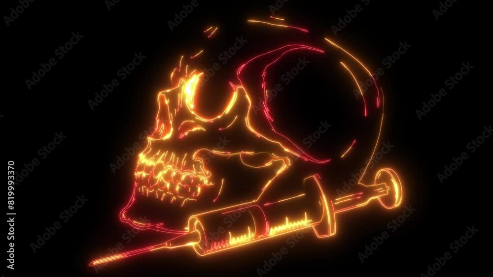 neon animation of Syringe for vaccination neon animation of Syringe for vaccination