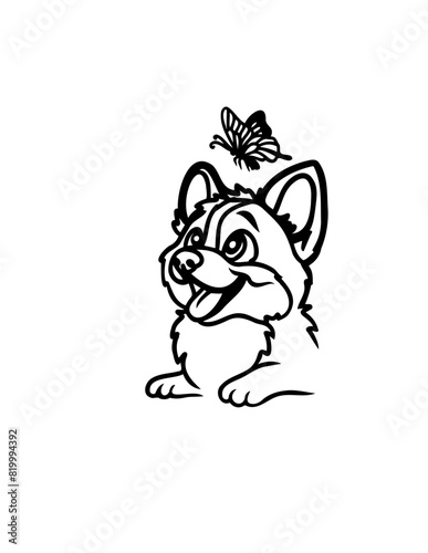 Corgi dog vector graphic SVG perfect cut file, dog outline 