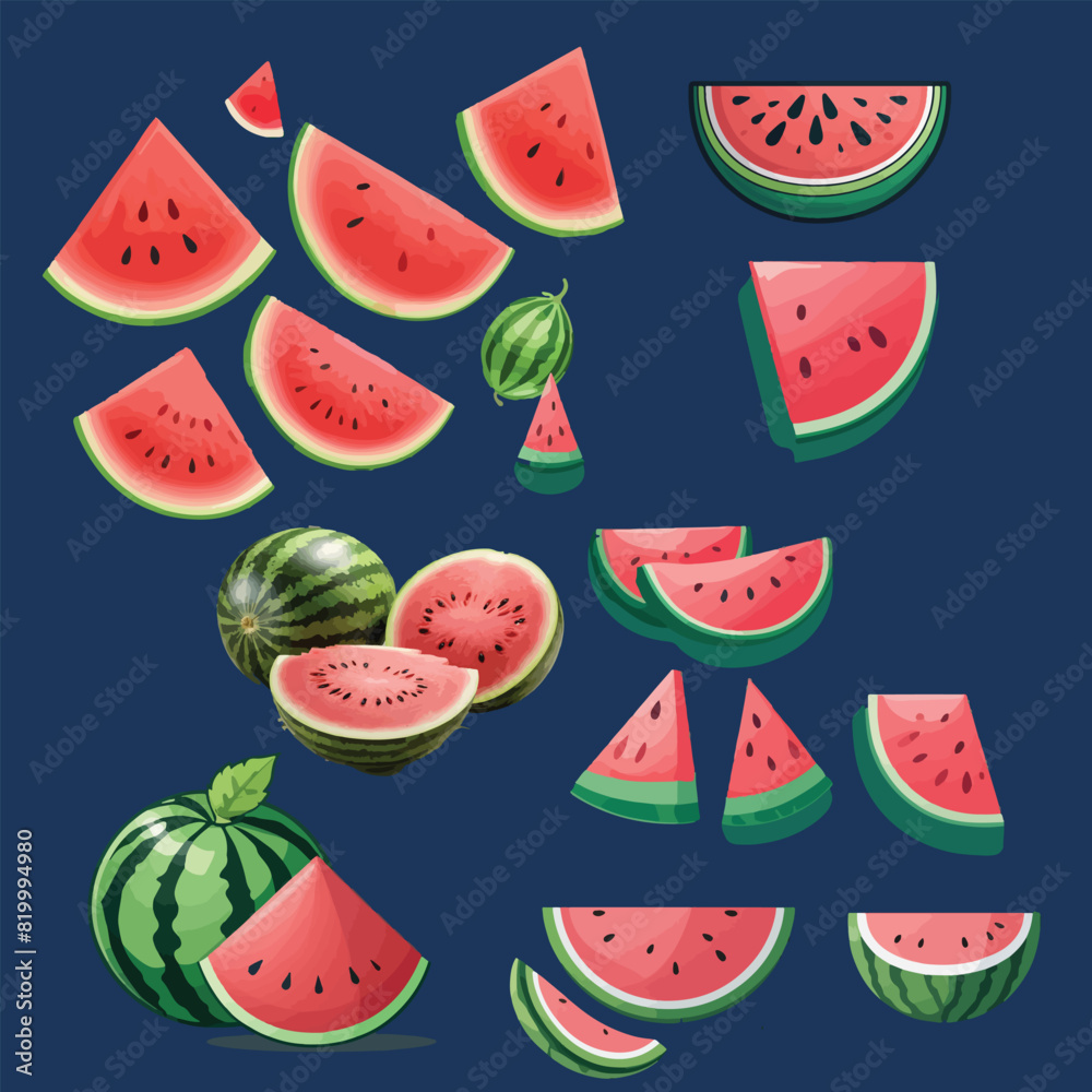 watermelon in red splash realistic vector