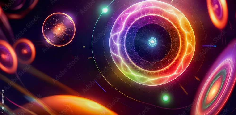 An abstract depiction of a vibrant galaxy, with swirling nebulae and glowing stars against a dark, mysterious backdrop An abstract depiction of a vibrant galaxy, with swirling nebulae and glowing stars against a dark, mysterious backdrop