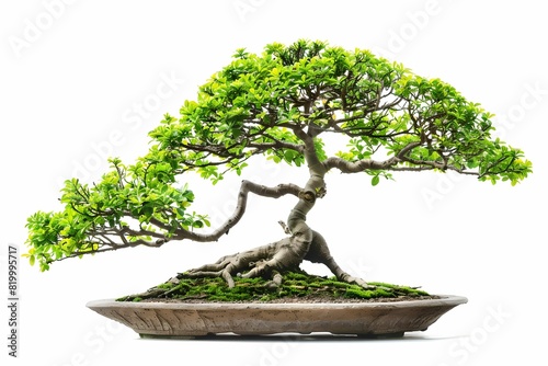 Elegant bonsai tree on white background