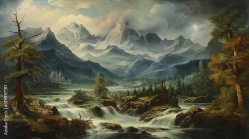 A mountainous landscape, possibly representing environmental health