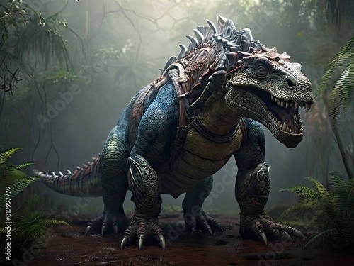 A 3D rendering of a gigantic Tyrannosaurus Rex  a prehistoric carnivore from the Cretaceous period