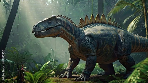 A 3D rendering of a gigantic Tyrannosaurus Rex, a prehistoric carnivore from the Cretaceous period © Phongphan