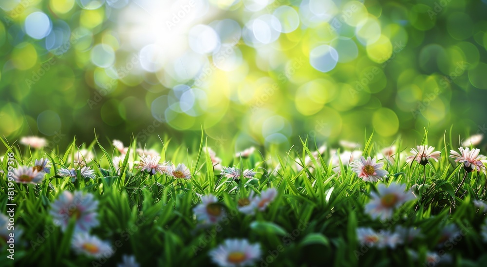 Field of Grass With Pink and White Flowers