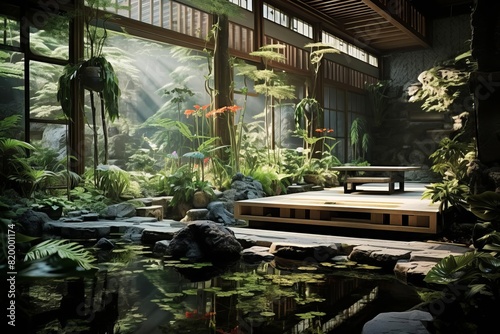 A tranquil indoor garden reflecting peace and calm