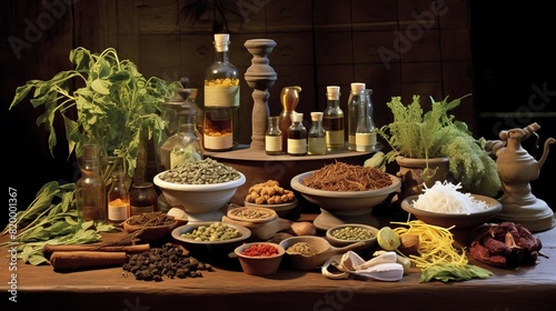 A variety of traditional herbal medicine ingredients