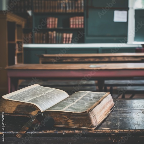 Old mysterious scrolls in a retro setting an ancient Bible revealing the wisdom of Proverbs photo