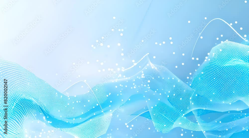 Abstract digital wave pattern in light blue with dotted lines and white ...