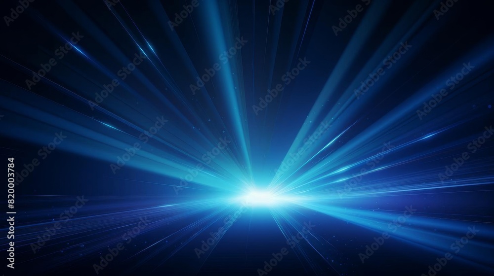 Abstract blue light rays on a dark background