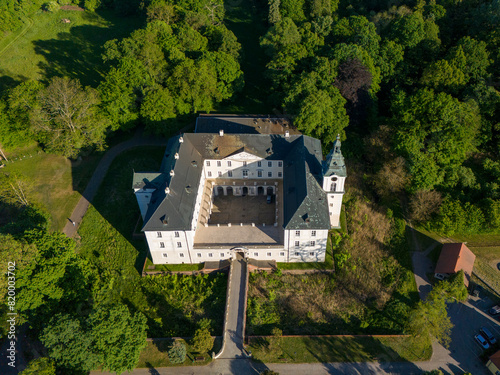 Barokowy Pałac w Zaborze, widok z góry.  photo