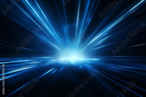 Abstract blue light rays in a dark space