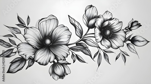 black and white flowers
