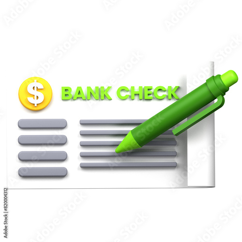 Bank Cheque 3D Icon