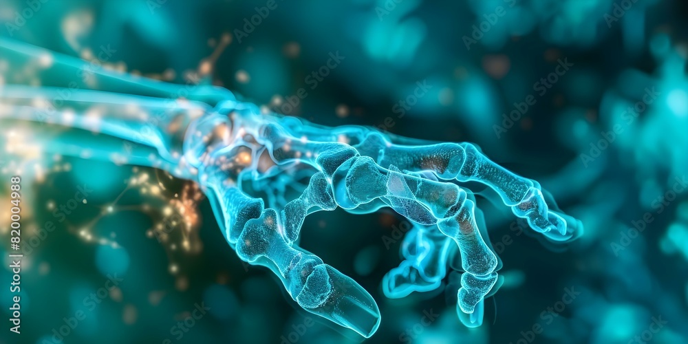 Individual with a highlighted radius bone in the wrist experiencing