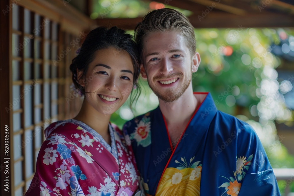 京都で着物を楽しむ外国人カップル（インバウンド・外国人・訪日・旅行・円安・オーバーツーリズム）