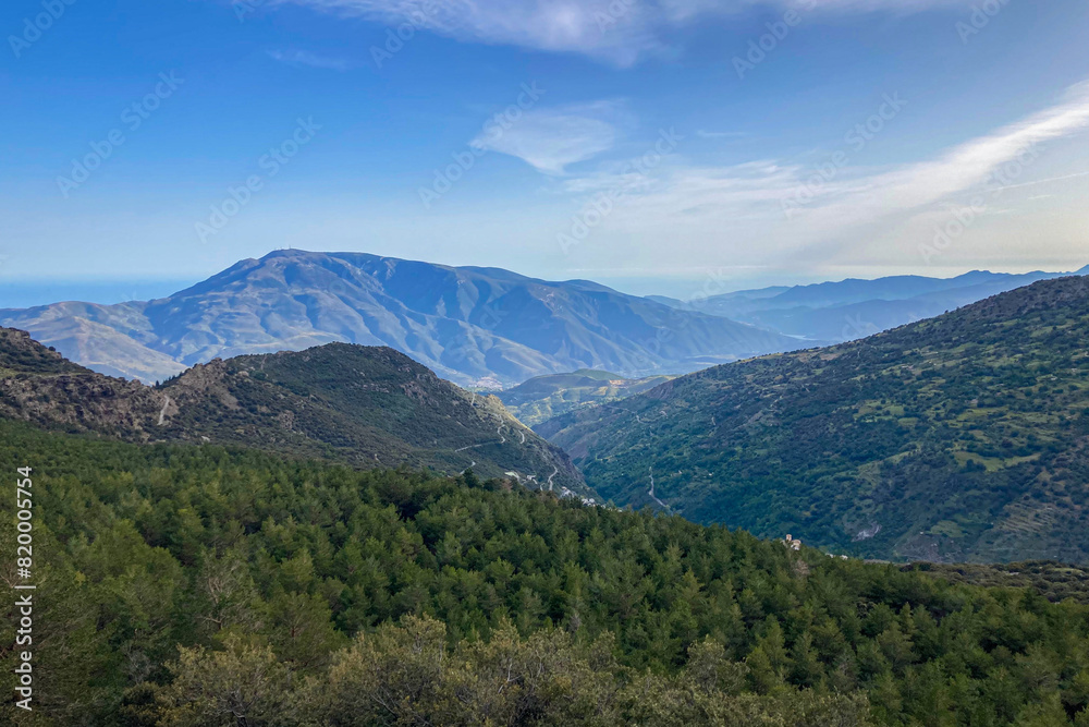 Hiking trail to Mulhacen peak in the spring in Sierra Nevada National Park, Spain Hiking trail to Mulhacen peak in the spring in Sierra Nevada National Park, Spain
