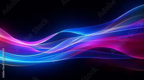 Abstract neon light streaks on a dark background